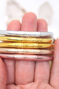 Single Thai Buddhist Temple Bracelet, Mantra Bangle, Metals - Modestly Vogue 