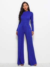 Long Sleeve Mock Neck Wide Leg Jumpsuit – Chic & - Modestly Vogue 