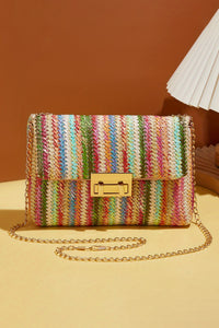 Boho Chic Strawberry Pink Bohemian Woven Gold Chain Shoulder Bag - Modestly Vogue 