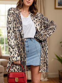 Stylish Cardigans & Kimonos for Women – Trendy & Versatile Outerwear for Any Occasion | Modestly Vogue Leopard Lapel Collar Long Sleeve Longline Blazer - Modestly Vogue 