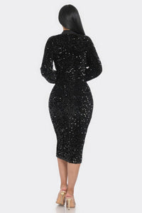 Dresses Women – Timeless Styles Every Occasion | Modestly Vogue Midi 2 Way Zip Up Sequin Contrast Dress - Modestly Vogue 