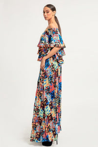 Dresses for Women – & Timeless Styles for Every Occasion | Printed Ruffle Top And Pleated Skirt Set - Modestly Vogue 