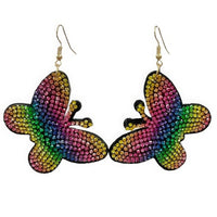 – | Rainbow Rhinestone Butterfly Dangle Earring - Modestly Vogue 