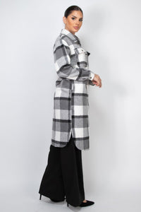 Stylish Cardigans & Kimonos for Women – Trendy & Versatile Outerwear for Any Occasion | Modestly Vogue Plaid Buttoned Shacket Coat - Modestly Vogue 