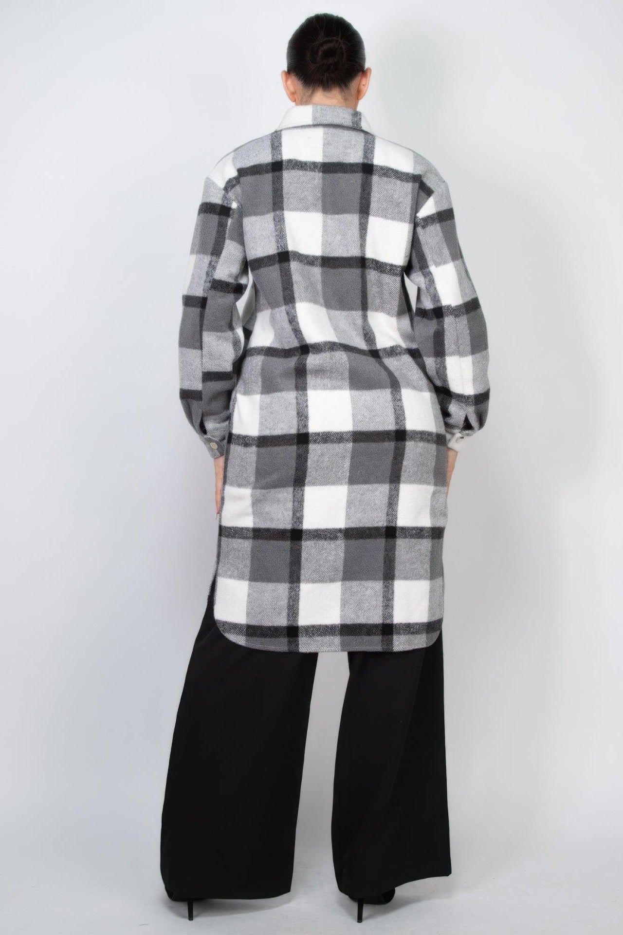 Stylish Cardigans & Kimonos for Women – Trendy & Versatile Outerwear for Any Occasion | Modestly Vogue Plaid Buttoned Shacket Coat - Modestly Vogue 