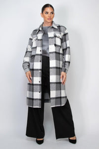 Stylish Cardigans & Kimonos for Women – Trendy & Versatile Outerwear for Any Occasion | Modestly Vogue Plaid Buttoned Shacket Coat - Modestly Vogue 