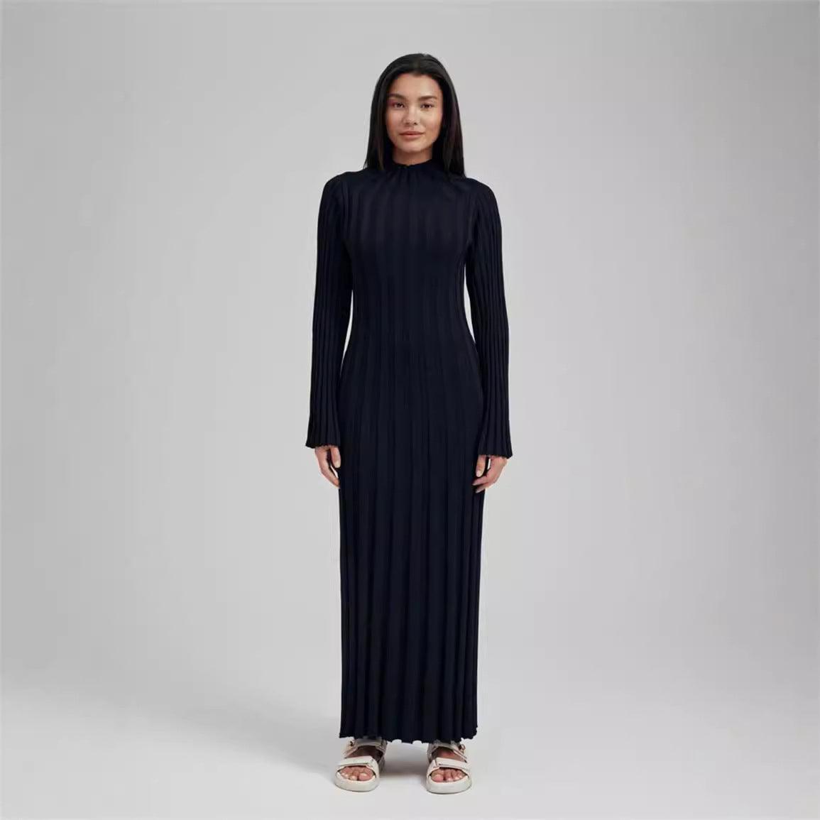 Stylish Dresses for Women – Trendy & Timeless Styles for Every Occasion | Modestly Vogue Autumn Winter Knitted Dress Casual Waist Tight round Neck Large Pit High Collar Slimming Knitted Maxi Dress for Women - Modestly Vogue 