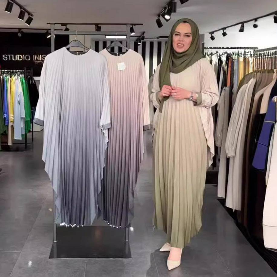 Summer Gradient One Sleeve Midi Dress – Elegant Slimming Abaya - Modestly Vogue 