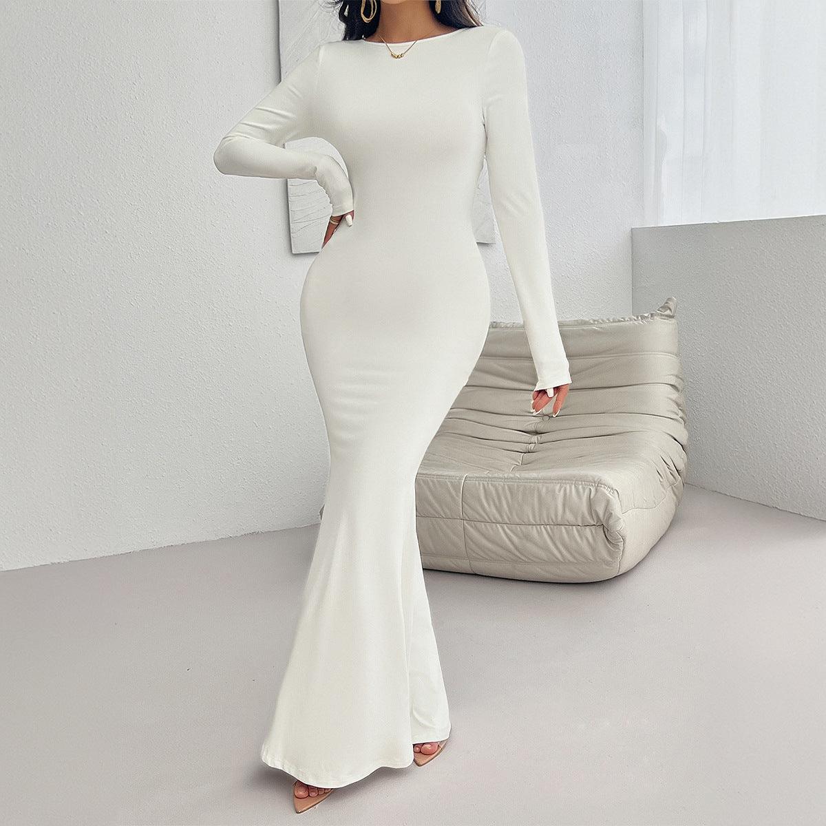 Dresses Women – Timeless Styles Every Occasion | Modestly Vogue Autumn Winter Women Clothing Sexy Slim Round Neck Solid Color Long Sleeve Dress - Modestly Vogue 