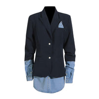 Stitching Blazer Women Autumn Collared High-Grade Long Sleeve Women - Modestly Vogue 