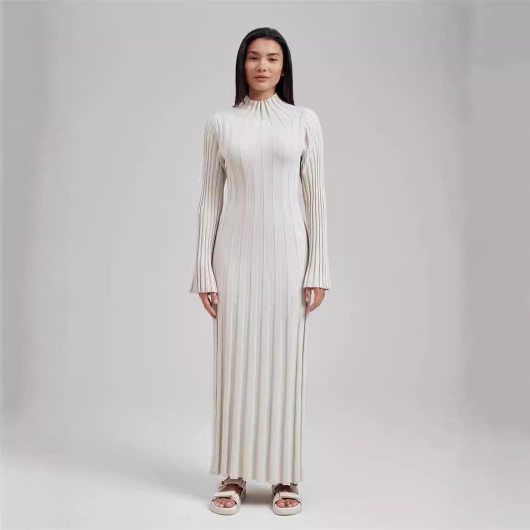 Stylish Dresses for Women – Trendy & Timeless Styles for Every Occasion | Modestly Vogue Autumn Winter Knitted Dress Casual Waist Tight round Neck Large Pit High Collar Slimming Knitted Maxi Dress for Women - Modestly Vogue 