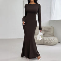 Dresses Women – Timeless Styles Every Occasion | Modestly Vogue Autumn Winter Women Clothing Sexy Slim Round Neck Solid Color Long Sleeve Dress - Modestly Vogue 