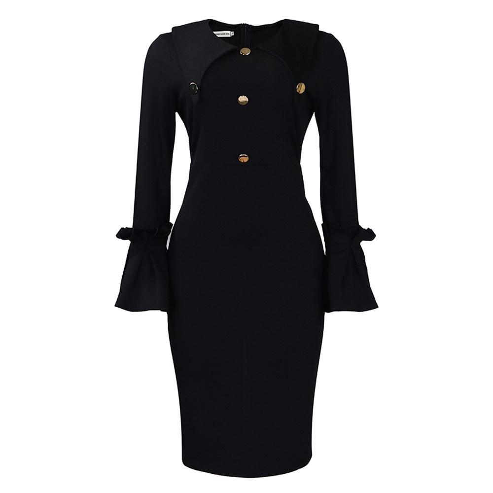 Dresses Women – Timeless Styles Every Occasion | Modestly Vogue Flattering Curvy Fit | Comtable Plus-Size Clothing | Modestly Vogue Women Clothing Winter Elegant Flare Sleeve Office Dress - Modestly Vogue 