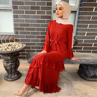 Modest Fashion Collection – Stylish & Elegant Modest Clothing for Women | Modestly Vogue Women Muslim Ethnic Maxi Dress Ruffled Patchwork Flared Sleeves Dress - Modestly Vogue 