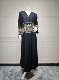 Eid Muslim Women Party Long Abaya Jalabiya – Embroidered Robe for Ramadan - Modestly Vogue 