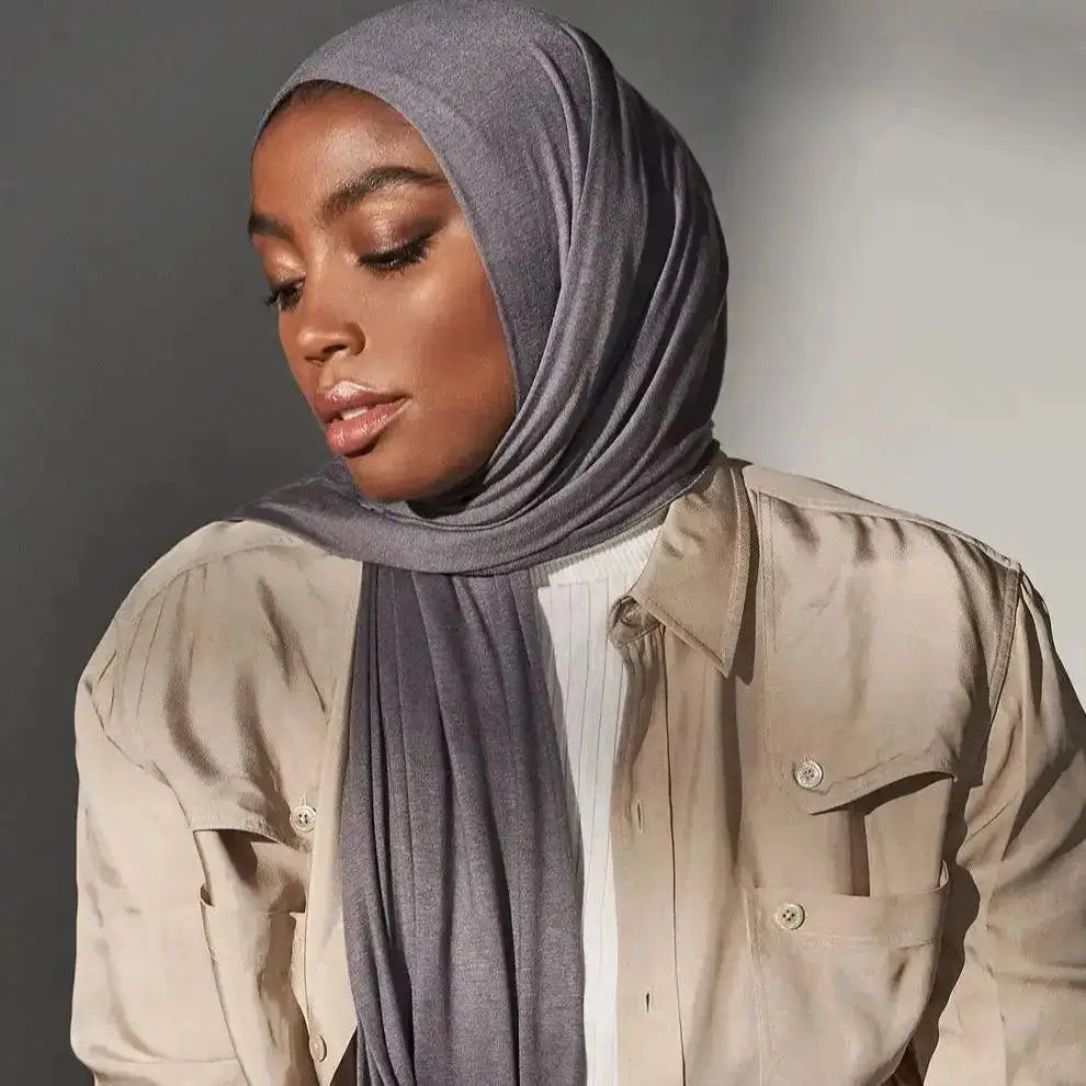 Stylish & Modest Hijabs for Women – Trendy, Elegant Hijab Collection | Modestly Vogue 29 Colors Premium Jersey Hijab Scarf Solid Muslim Long Scarves Turban - Modestly Vogue 