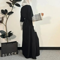 Open Front Abaya Muslim Long Sleeve Cardigan Abayas Maxi Dress Women's