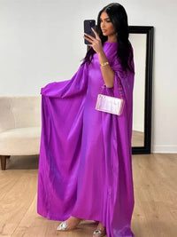 Ramadan Summer Batwing Sleeve Satin Butterfly Abaya Islam Muslim Maxi