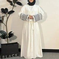 Open Front Abaya Muslim Long Sleeve Cardigan Abayas Maxi Dress Women's