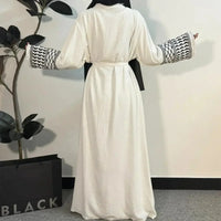 Open Front Abaya Muslim Long Sleeve Cardigan Abayas Maxi Dress Women's