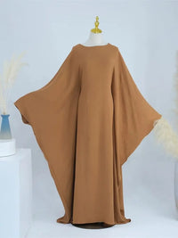 Summer Soft Crepe Linen Khimar Butterfly Batwing Abaya Dubai - Modestly Vogue 