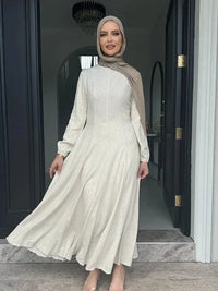 Muslim Abaya Women Dresses Solid Slim Jalabiya Eid 2025 Ramadan - Modestly Vogue 