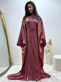 Ramadan Summer Batwing Sleeve Satin Butterfly Abaya Islam Muslim Maxi