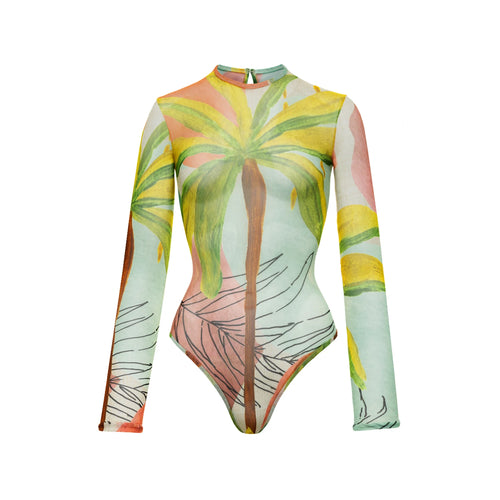 2Pcs Women’s Long Sleeve Swimsuit with Skirt – Modest Push-Up Swimwear Set