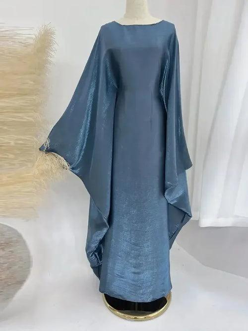 Ramadan Summer Batwing Sleeve Satin Butterfly Abaya Islam Muslim Maxi