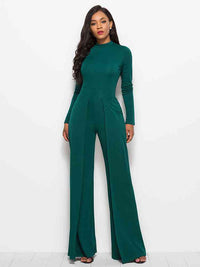 Long Sleeve Mock Neck Wide Leg Jumpsuit – Chic & - Modestly Vogue 