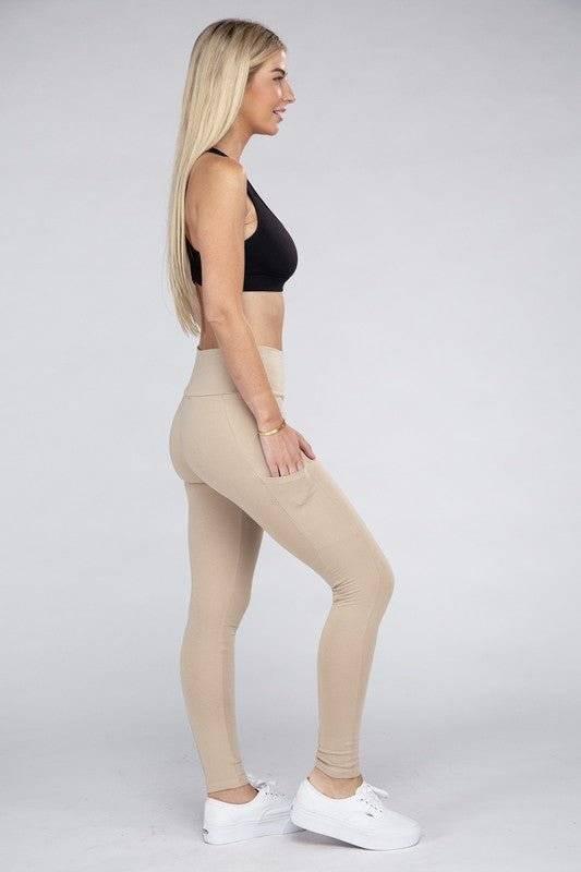 Active Leggings with Concealed Pockets Activewear - Modestly Vogue 