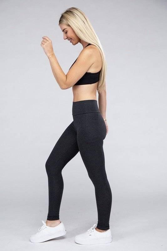 Active Leggings with Concealed Pockets Activewear - Modestly Vogue 