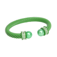 – | Thick Green Cable Classic Bangle Bracelet - Modestly Vogue 