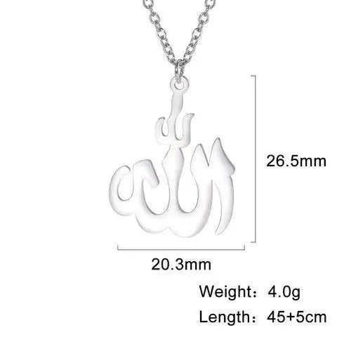 Arabic God Allah Pendant Necklace Stainless Steel Islamic - Modestly Vogue 