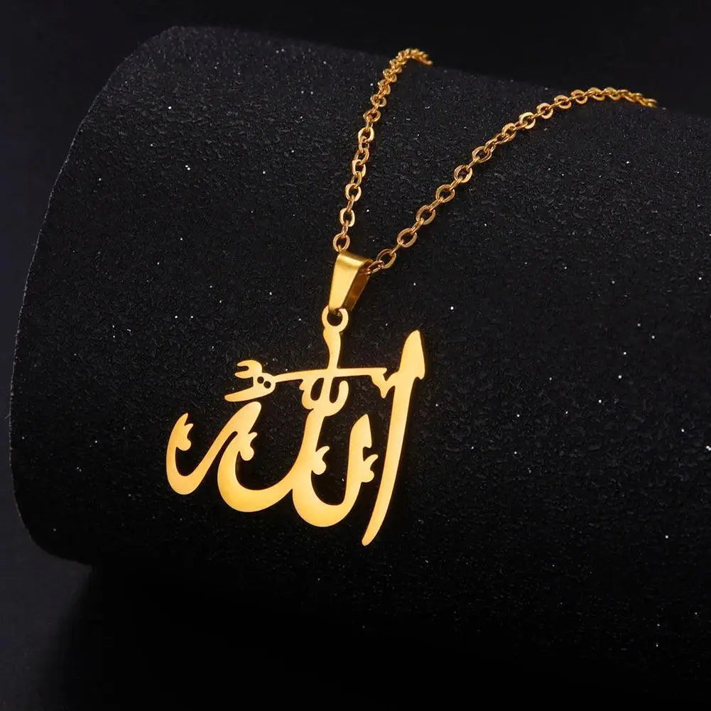 Arabic God Allah Pendant Necklace Stainless Steel Islamic - Modestly Vogue 