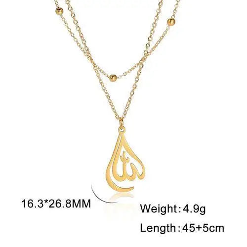 Arabic God Allah Pendant Necklace Stainless Steel Islamic - Modestly Vogue 