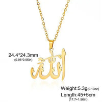 Arabic God Allah Pendant Necklace Stainless Steel Islamic - Modestly Vogue 