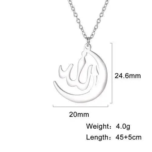 Arabic God Allah Pendant Necklace Stainless Steel Islamic - Modestly Vogue 