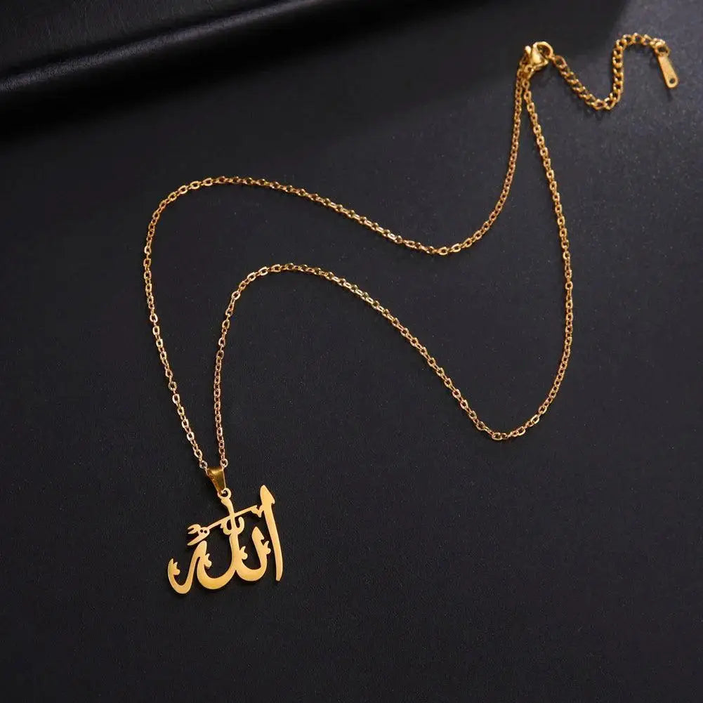 Arabic God Allah Pendant Necklace Stainless Steel Islamic - Modestly Vogue 