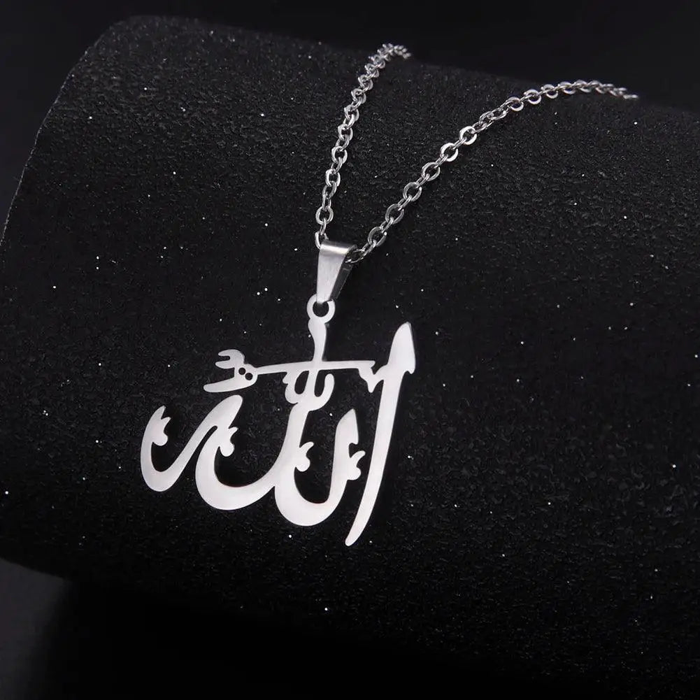 Arabic God Allah Pendant Necklace Stainless Steel Islamic - Modestly Vogue 