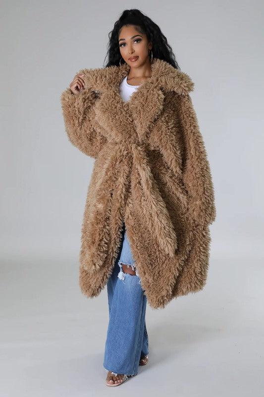 ATHINA Fuzzy Fur Winter Heavy Jacket - Modestly Vogue 