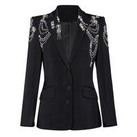 Autumn Winter Heavy Industry Beads Blazer Office Top Blazer Women - Modestly Vogue 