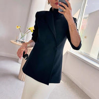 Autumn Winter Long Sleeve Casual Satin Loose One Button Coat Women - Modestly Vogue 