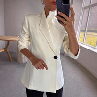 Autumn Winter Long Sleeve Casual Satin Loose One Button Coat Women - Modestly Vogue 