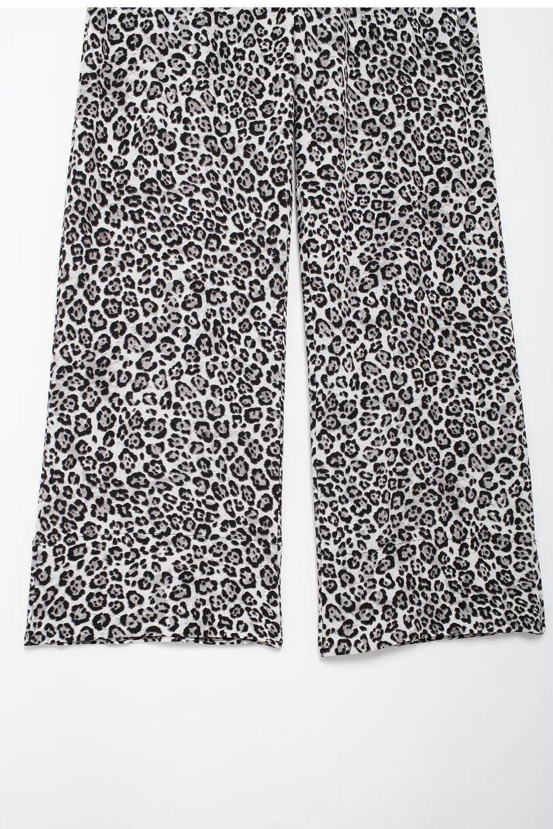 Autumn Women Clothing Animal Print Slim Fit Long Sleeve Trousers Suit - Modestly Vogue 