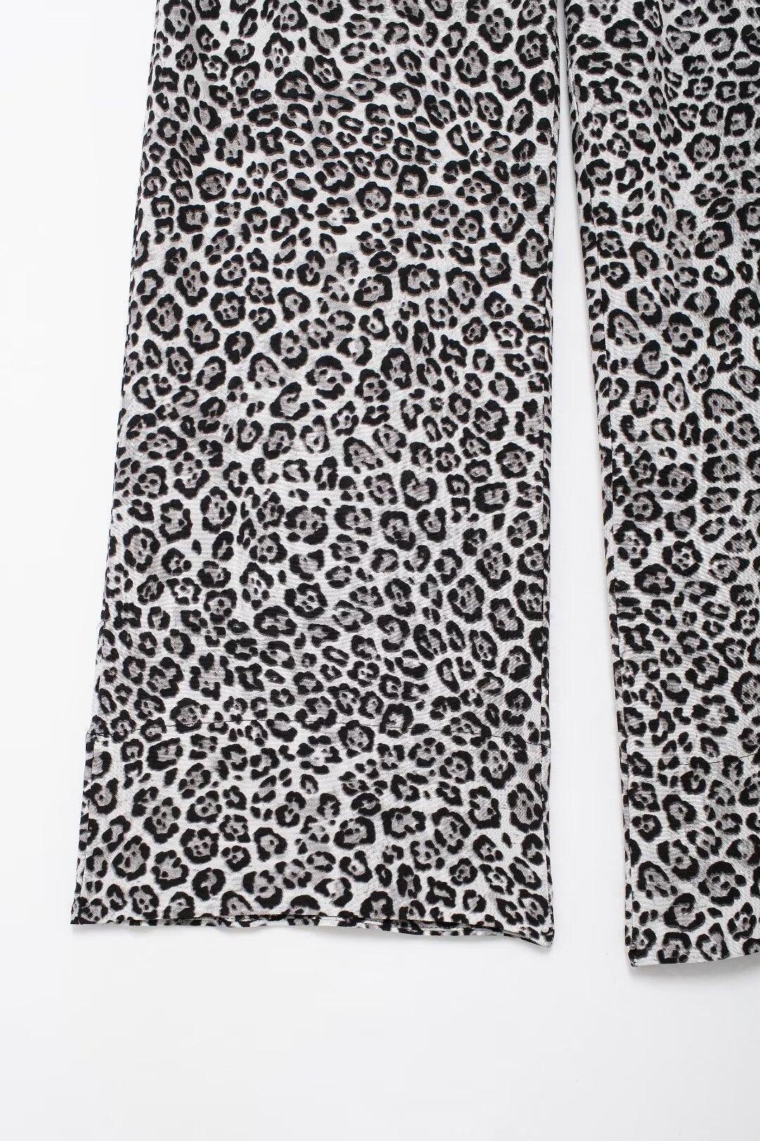 Autumn Women Clothing Animal Print Slim Fit Long Sleeve Trousers Suit - Modestly Vogue 