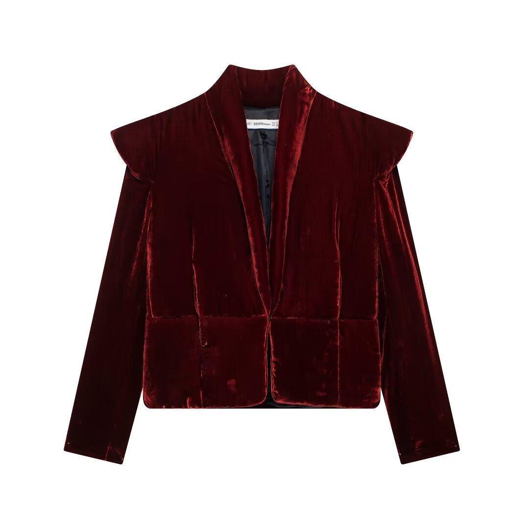 Autumn Women Long Sleeves V neck Velvet Cotton Coat Jacket - Modestly Vogue 