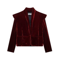 Autumn Women Long Sleeves V neck Velvet Cotton Coat Jacket - Modestly Vogue 