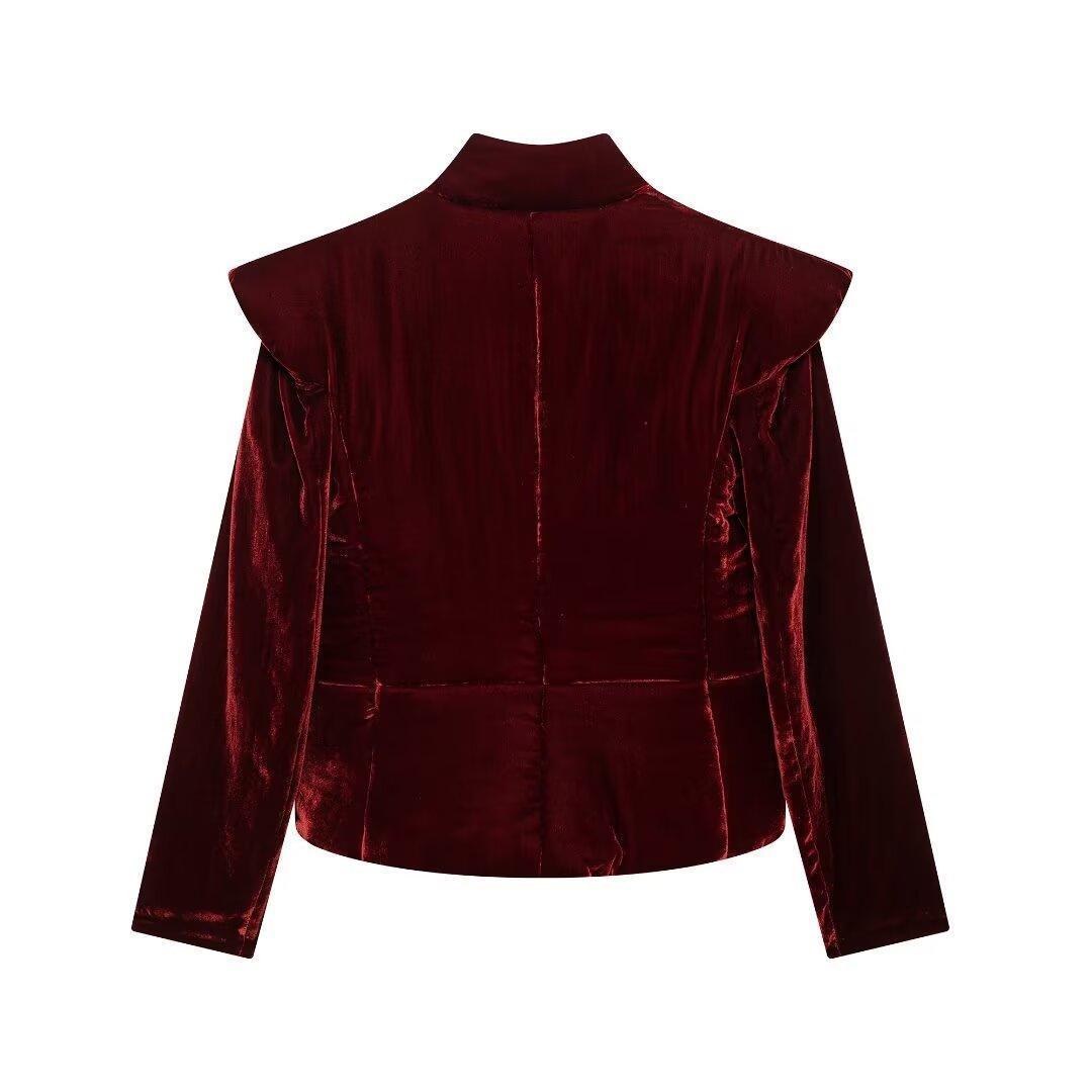 Autumn Women Long Sleeves V neck Velvet Cotton Coat Jacket - Modestly Vogue 