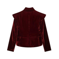 Autumn Women Long Sleeves V neck Velvet Cotton Coat Jacket - Modestly Vogue 